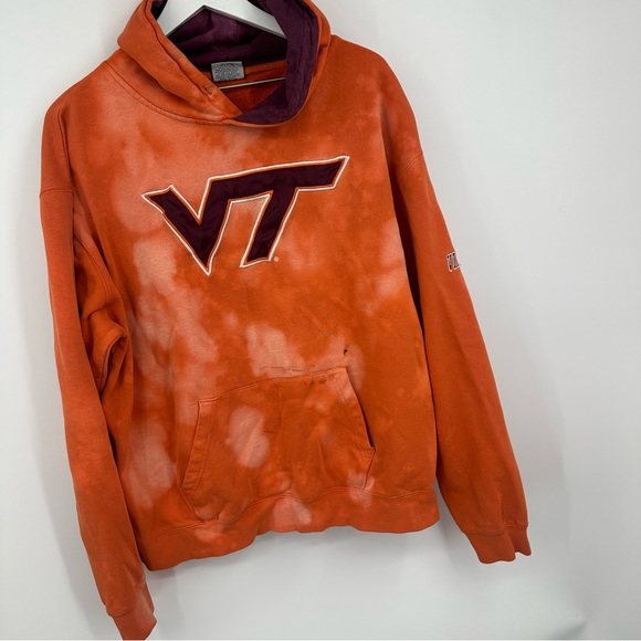 Virginia Tech Hokies Custom Distressed Bleached Hoodie Size XL Upcycled Sports - Picture 3 of 7